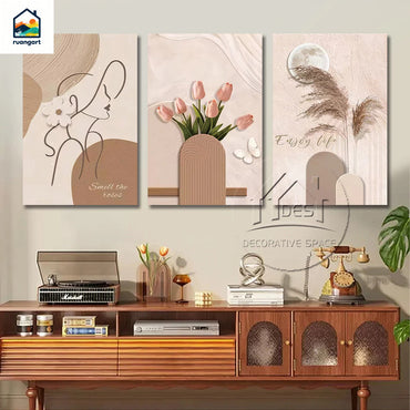 3PCS Dekorasyong Pang-dingding Aesthetic Minimalist na Bulaklak na Rose Wall Art Dekorasyong Larawan Palamuti sa Sala