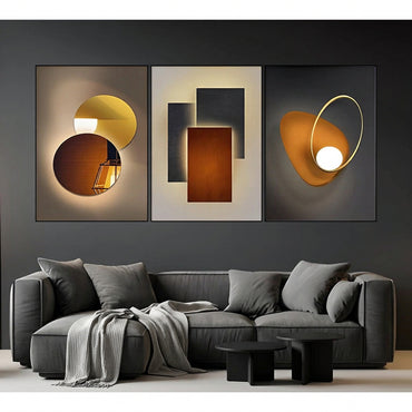 3-Pirasong Abstract na Wall Art & Dekorasyon para sa Sala & Kwarto
