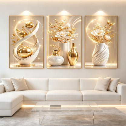 Aesthetic Floral Wall Art Set (3 Pcs) - Minimalist Team Kahoy Decor