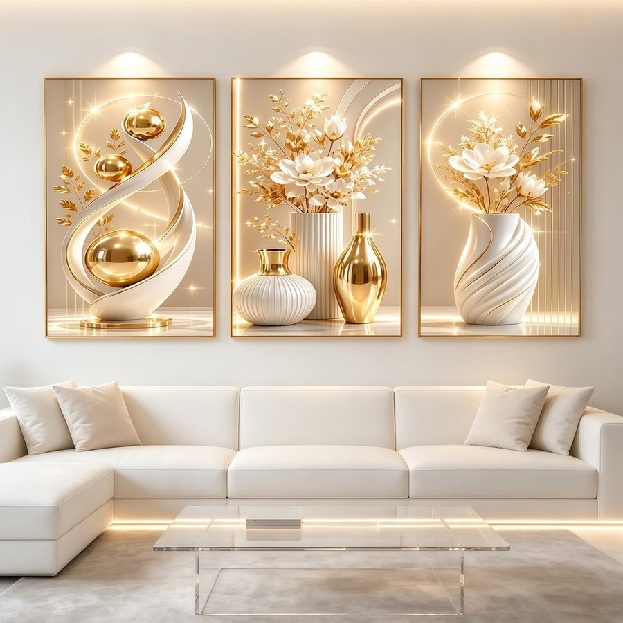 Aesthetic Floral Wall Art Set (3 Pcs) - Minimalist Team Kahoy Decor