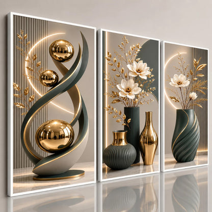 Aesthetic Floral Wall Art Set (3 Pcs) - Minimalist Team Kahoy Decor