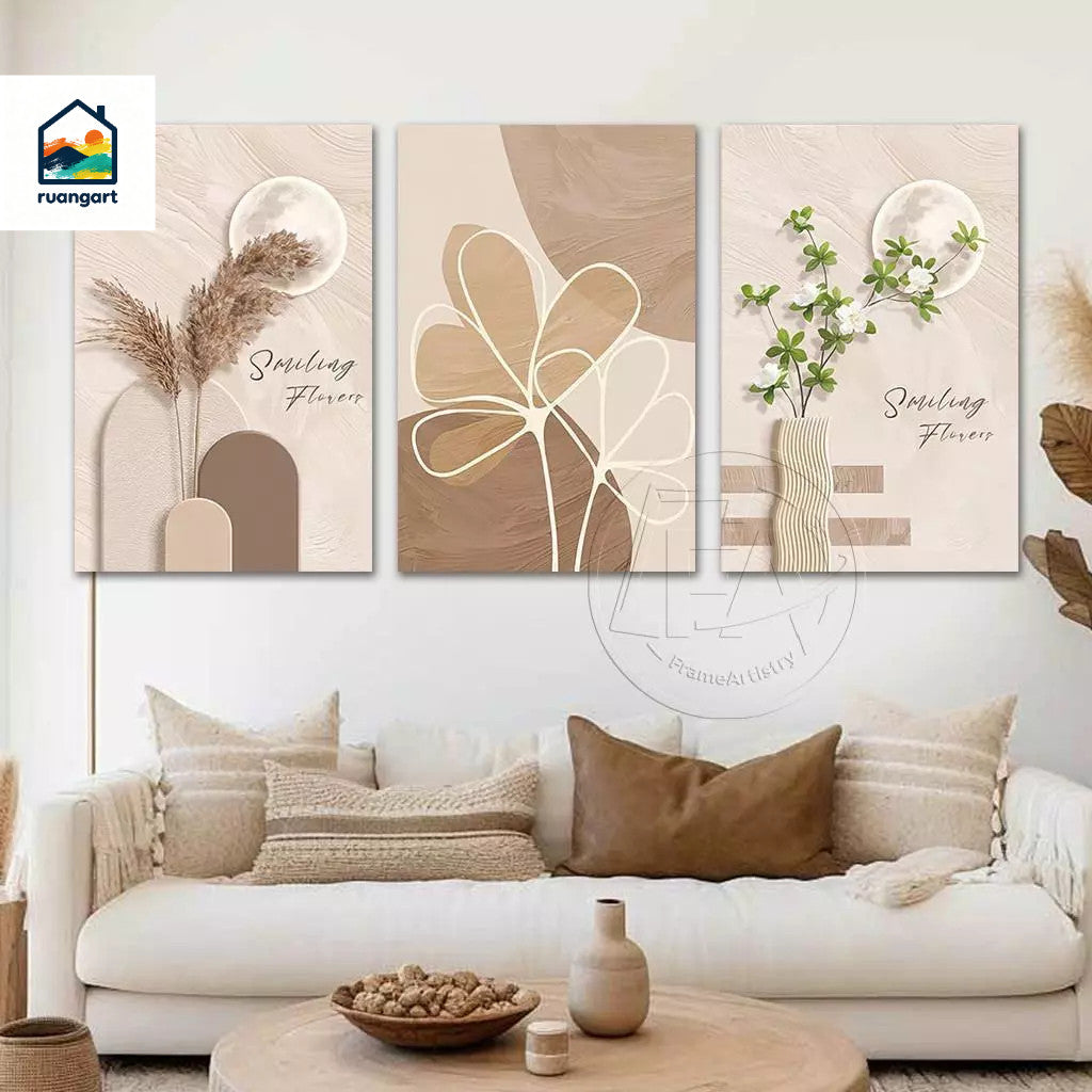 3PCS Flowers Art Simple INS Wall Decoration Painting  Frameless  Ornaments Artistic Wall Decor
