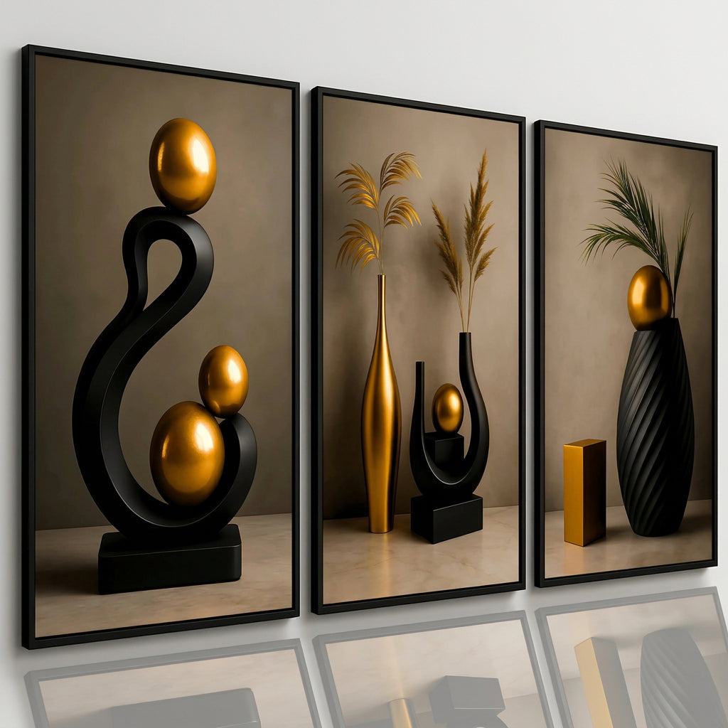 3Pcs/set Modern Floral Wall Art Decor Black Aesthetic Flower Wall Decoration Minimalist Home Decor