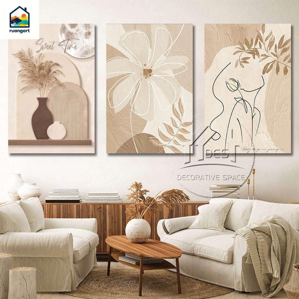 3PCS Dekorasyong Pang-dingding Aesthetic Minimalist na Bulaklak na Rose Wall Art Dekorasyong Larawan Palamuti sa Sala