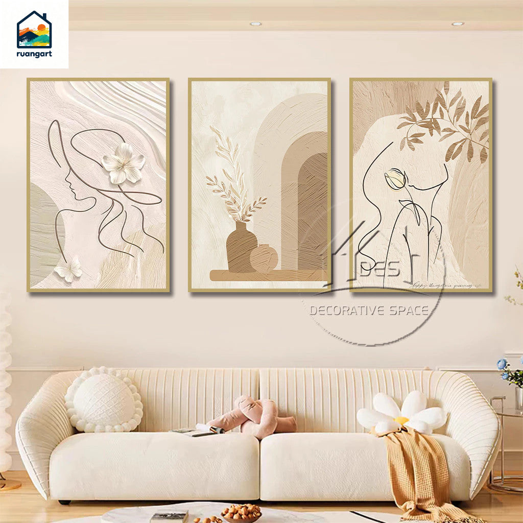 3PCS Dekorasyong Pang-dingding Aesthetic Minimalist na Bulaklak na Rose Wall Art Dekorasyong Larawan Palamuti sa Sala