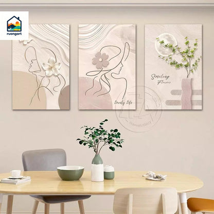 3PCS Flowers Art Simple INS Wall Decoration Painting  Frameless  Ornaments Artistic Wall Decor