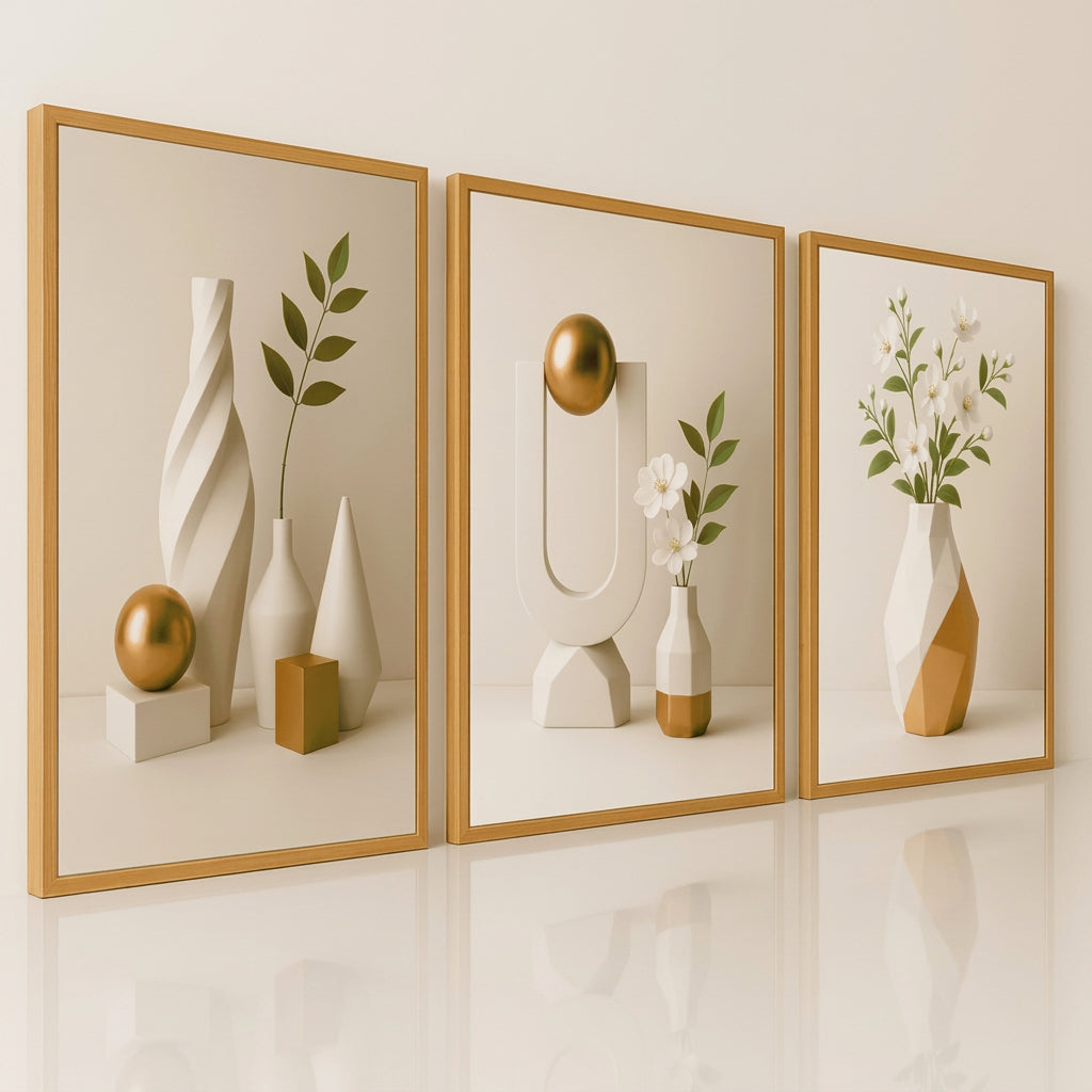 3Pcs/set Modern Floral Wall Art Decor Black Aesthetic Flower Wall Decoration Minimalist Home Decor