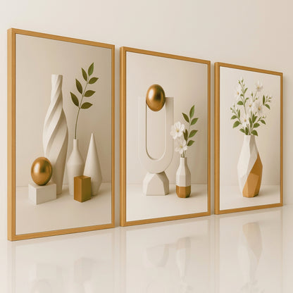 3Pcs/set Modern Floral Wall Art Decor Black Aesthetic Flower Wall Decoration Minimalist Home Decor