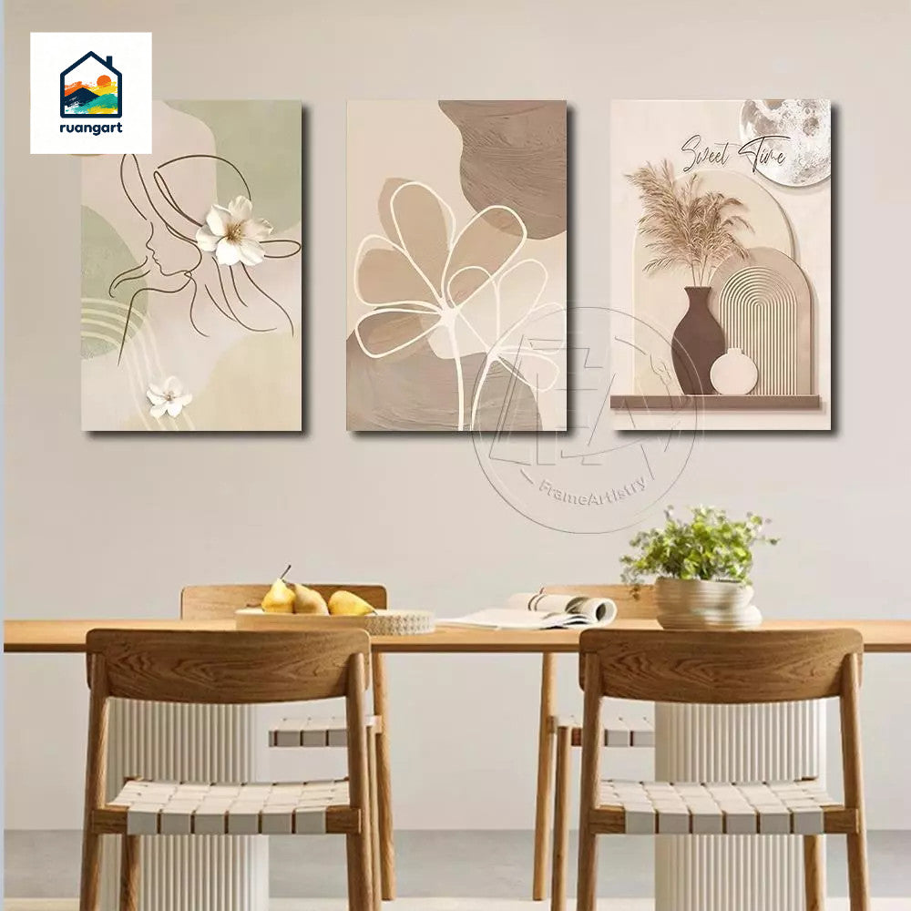 3PCS Flowers Art Simple INS Wall Decoration Painting  Frameless  Ornaments Artistic Wall Decor