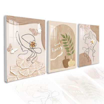 3PCS Dekorasyong Pang-dingding Aesthetic Minimalist na Bulaklak na Rose Wall Art Dekorasyong Larawan Palamuti sa Sala