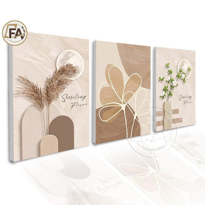 3PCS Flowers Art Simple INS Wall Decoration Painting  Frameless  Ornaments Artistic Wall Decor