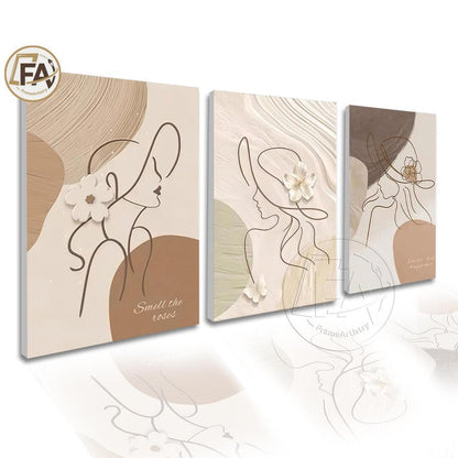3PCS Flowers Art Simple INS Wall Decoration Painting  Frameless  Ornaments Artistic Wall Decor