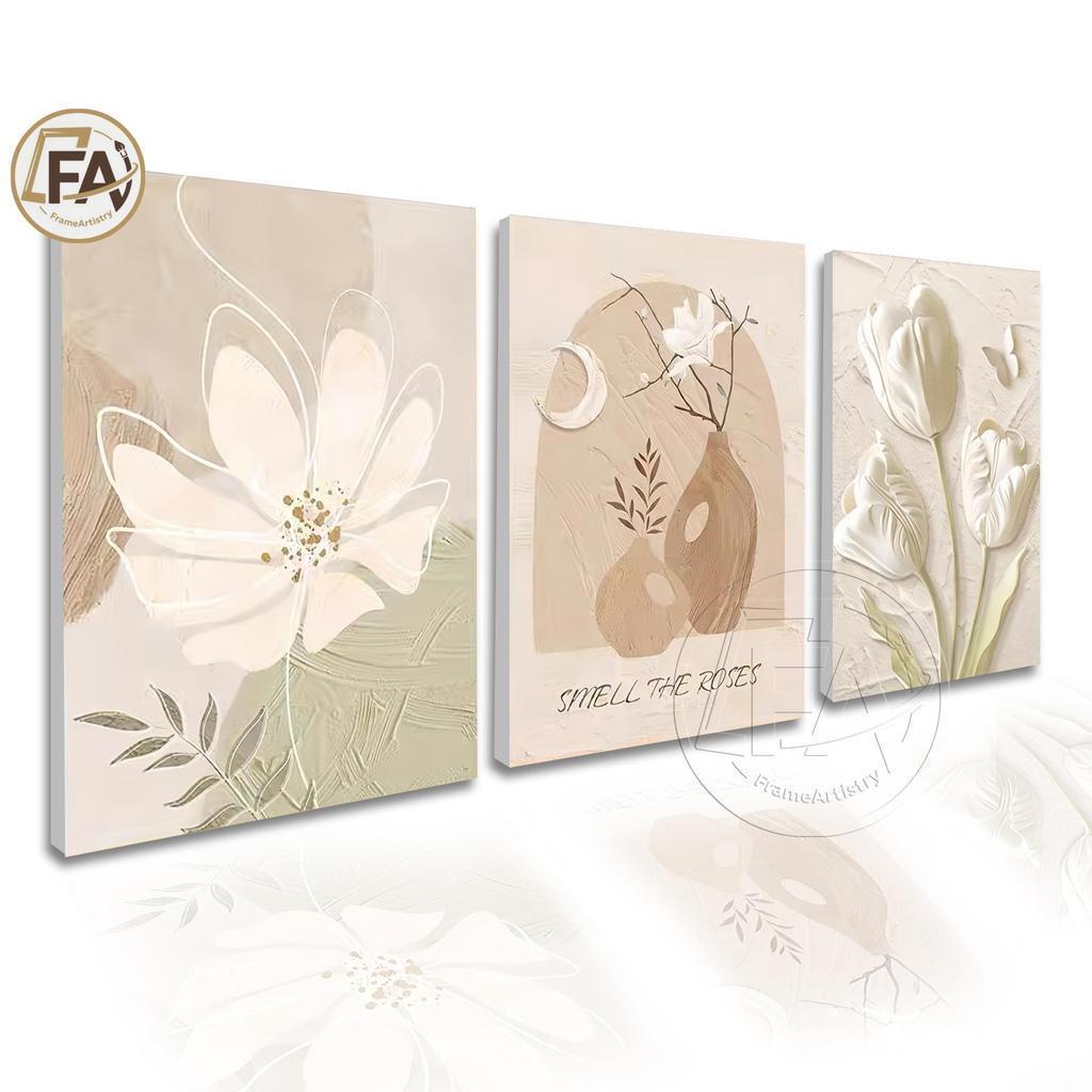 3PCS Flowers Art Simple INS Wall Decoration Painting  Frameless  Ornaments Artistic Wall Decor