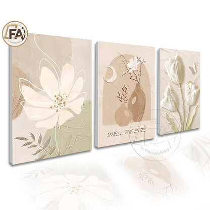 3PCS Flowers Art Simple INS Wall Decoration Painting  Frameless  Ornaments Artistic Wall Decor