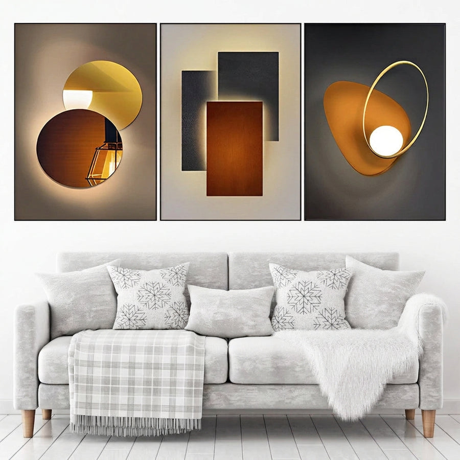 3-Pirasong Abstract na Wall Art & Dekorasyon para sa Sala & Kwarto