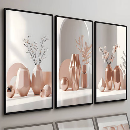 Wall Decoration Minimalist Vases Floral Motifs Diverse Styles Zen-inspired Aesthetic Art Display