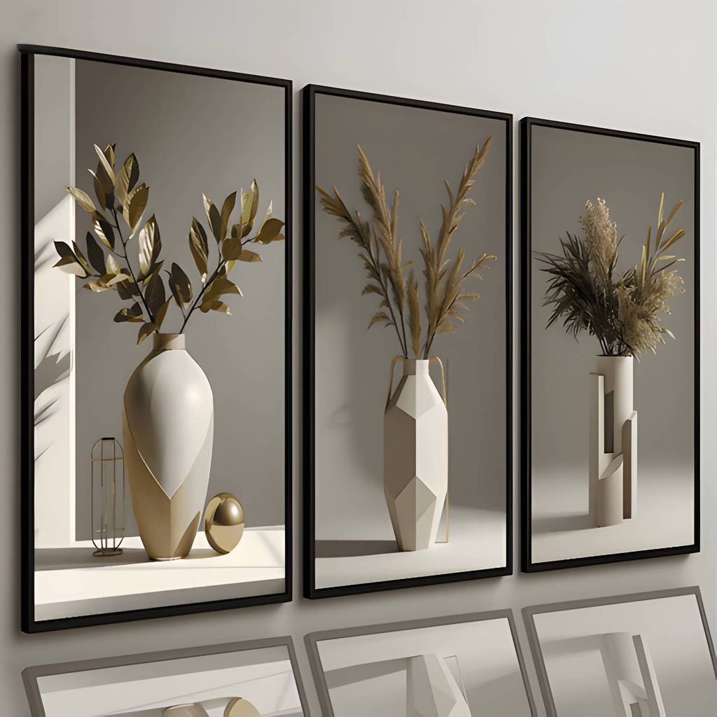 Wall Decoration Minimalist Vases Floral Motifs Diverse Styles Zen-inspired Aesthetic Art Display