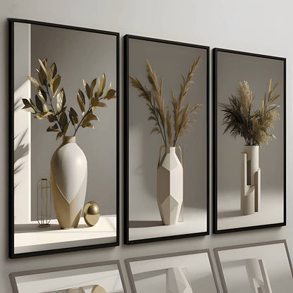 Wall Decoration Minimalist Vases Floral Motifs Diverse Styles Zen-inspired Aesthetic Art Display