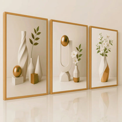 3Pcs/set Modern Floral Wall Art Decor Black Aesthetic Flower Wall Decoration Minimalist Home Decor